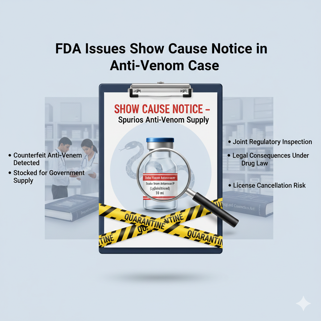 FDA Issues Show Cause Notice in Anti-Venom Supply